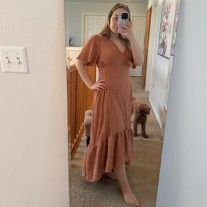 Spell Terra Cotta Maxi Dress with Flutter Sleeves